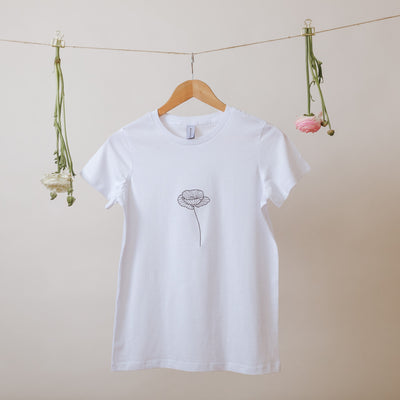 Les Fleurs Poppy on white T-shirt - Branche Store
