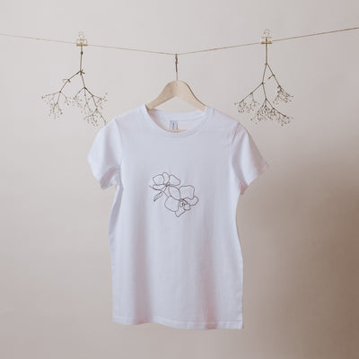 Les Fleurs Orchid on White T-shirt - Branche Store