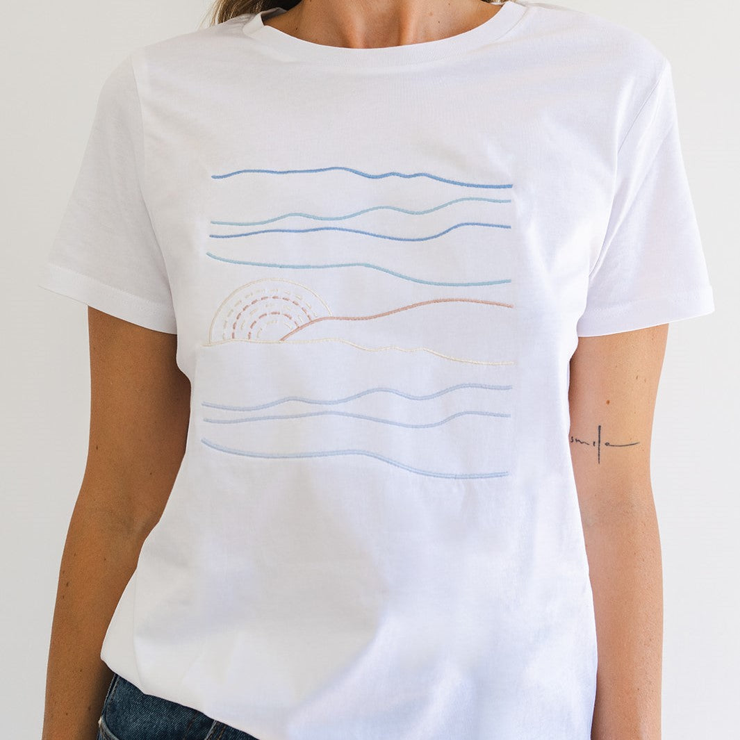 Women's Waves design on White T-shirt - Branche Store