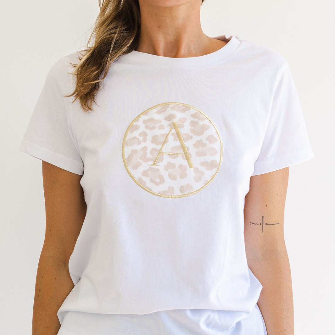 Women's Monogram T-Shirt  - Applique animal print with monogram - Branche Store
