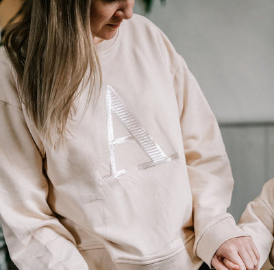 Women's Monogram Sweater - Sand with sand sequin | Branche Womens & Kids Clothing and Monograms