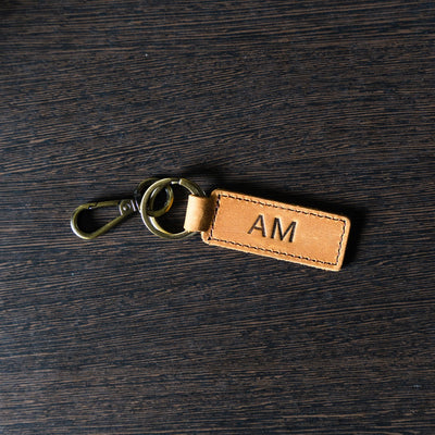 Men's monogram brown leather keyring | Branche Womens & Kids Clothing and Monograms