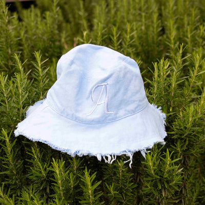 Monogrammed Ocean Blue Cotton Bucket Hat - Branche Store