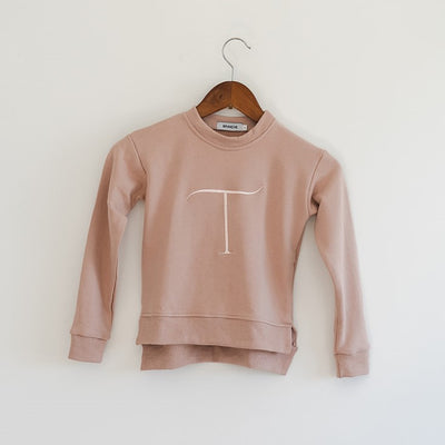 Women's Monogram Sweater - Tea rose with embroidered letter - Branche Store