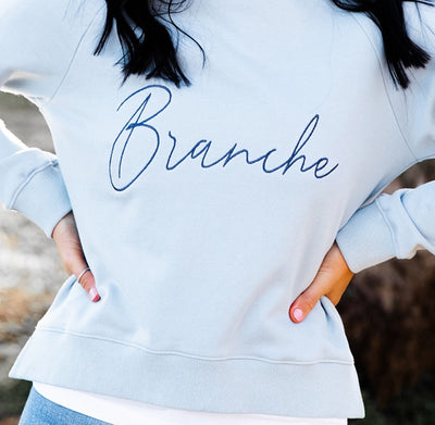 Girls Signature Sweater - Blue with navy detail - Branche Store