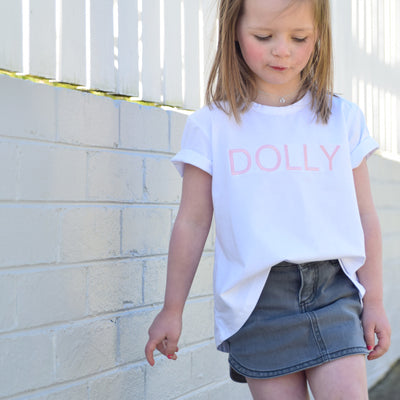 Girls T-Shirt - Dolly White with Pink - Branche Store